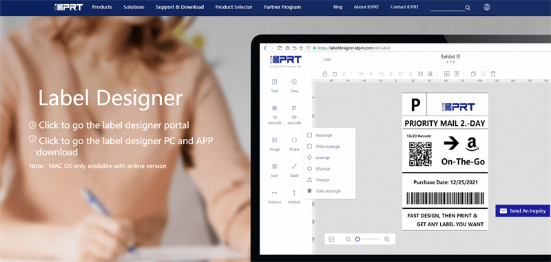 iDPRT címke tervező Software Interface